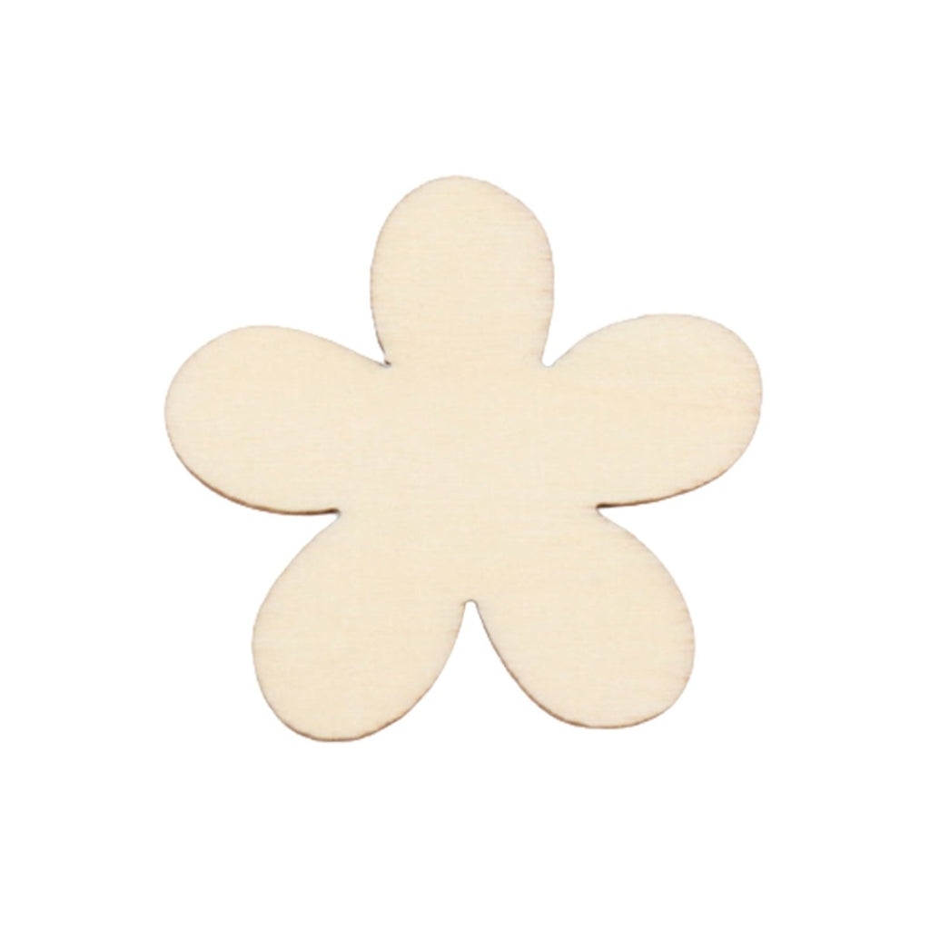Natural Wooden Flower & Butterfly Shape Blanks – 50 pcs – 15mm Flowers