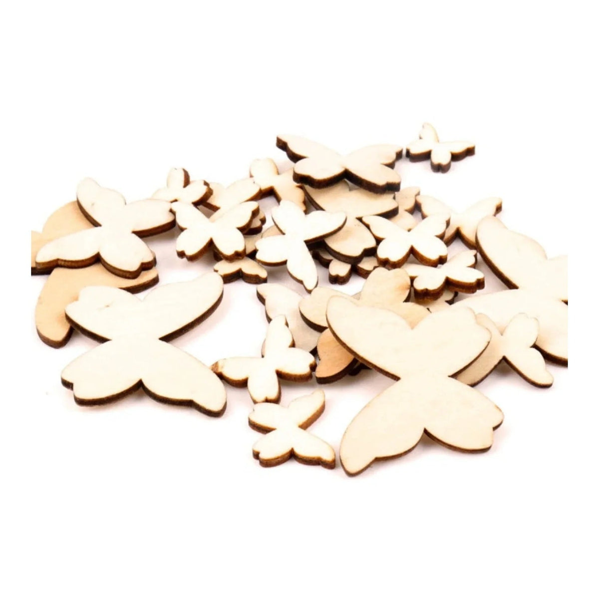 Natural Wooden Flower & Butterfly Shape Blanks – 50 pcs