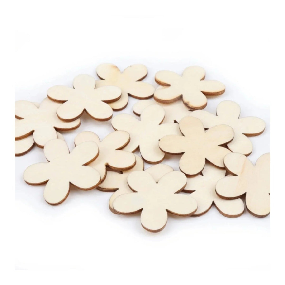 Natural Wooden Flower & Butterfly Shape Blanks – 50 pcs