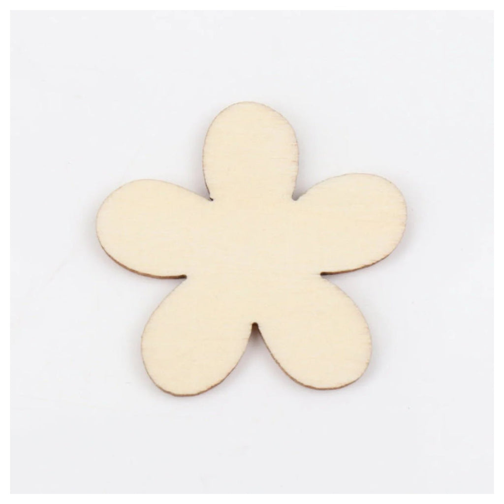 50pcs Natural Wooden Flower Pattern Blanks 15-35mm