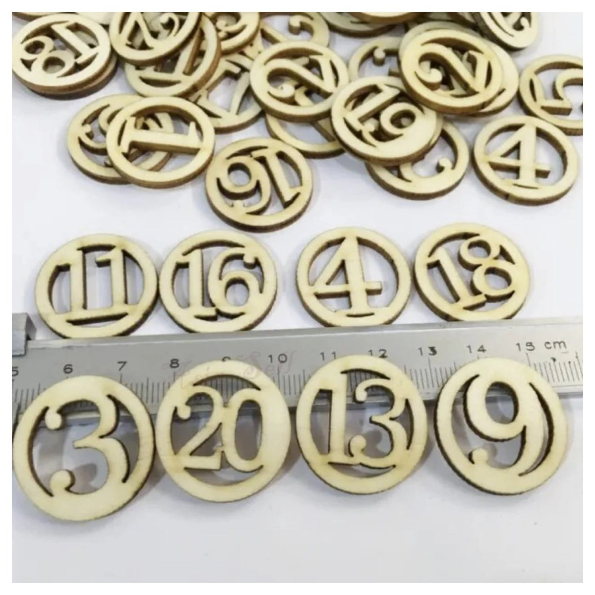 50pcs 2.5cm Wooden Number Circles for Craft and Decor