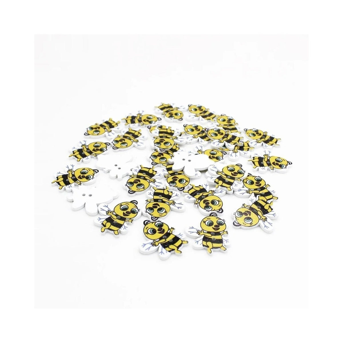 50pcs 30mm Bee Theme Wooden Buttons