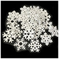 50pcs 3.5cm White Red Wooden Snowflake Ornaments – White
