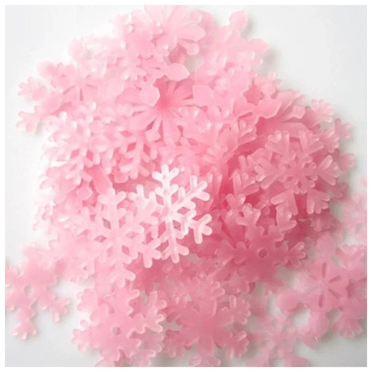 50pcs 3D Snowflake Glow In The Dark Wall Stickers – Pink