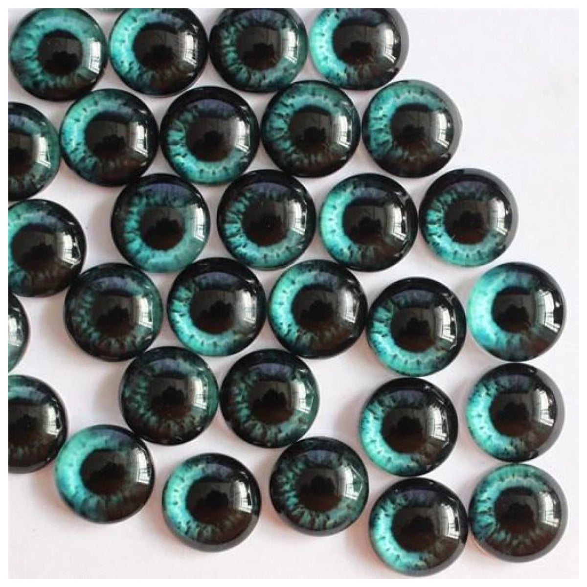50pcs 6mm-10mm Glass Cabochon Pendant Settings – Aqua / 6mm, Aqua / 8mm, Aqua / 10mm