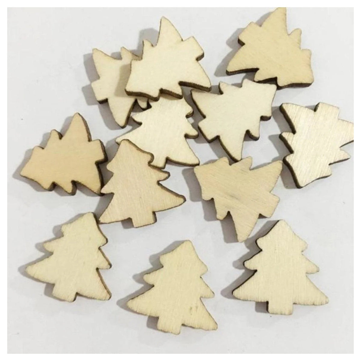 50pcs Natural Wood Christmas Tree Pendants 19mm