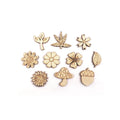 50pcs Flower Leaf Mushroom Acorn Shapes Wooden Forms