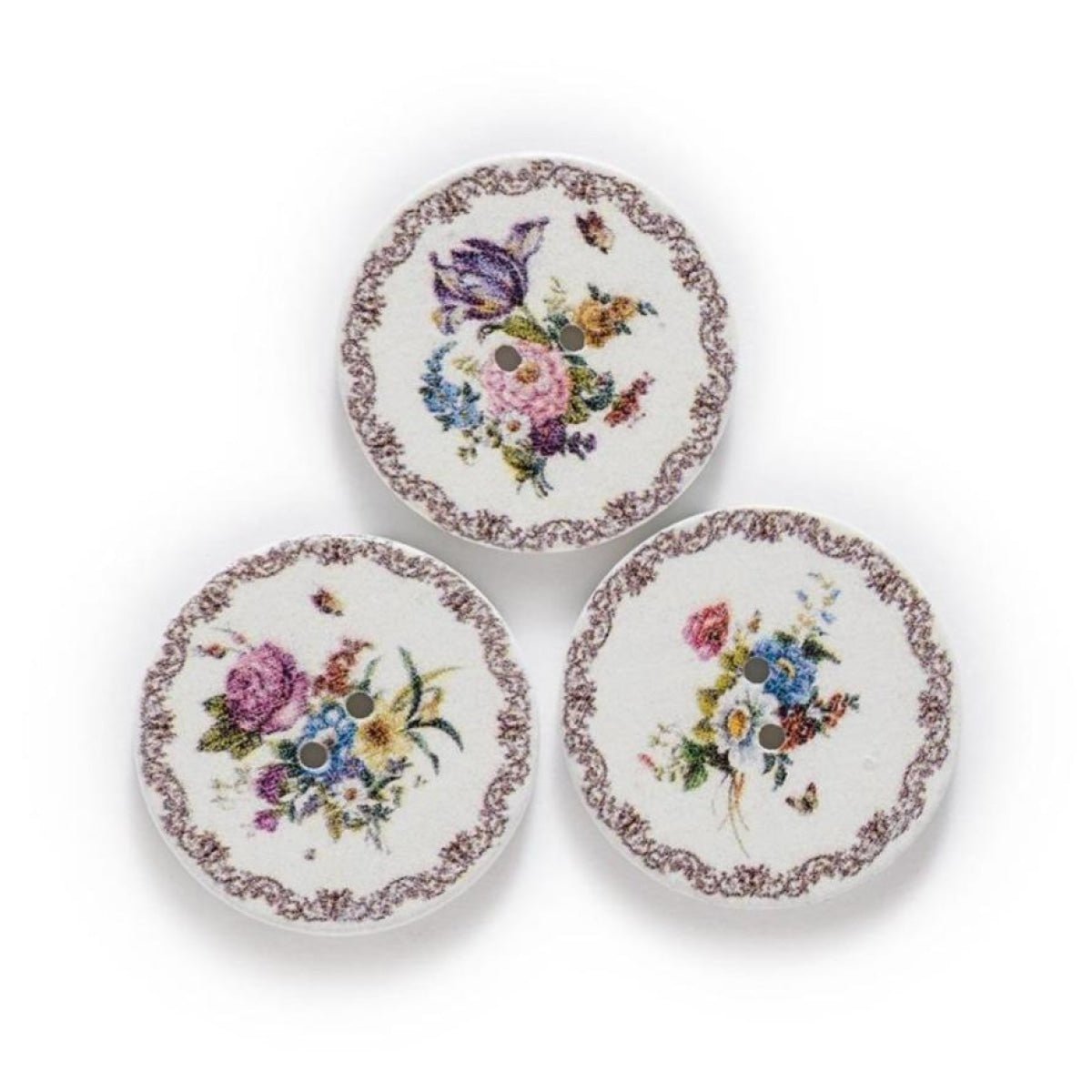 50pcs Flower Retro White Wood Buttons 15-25mm