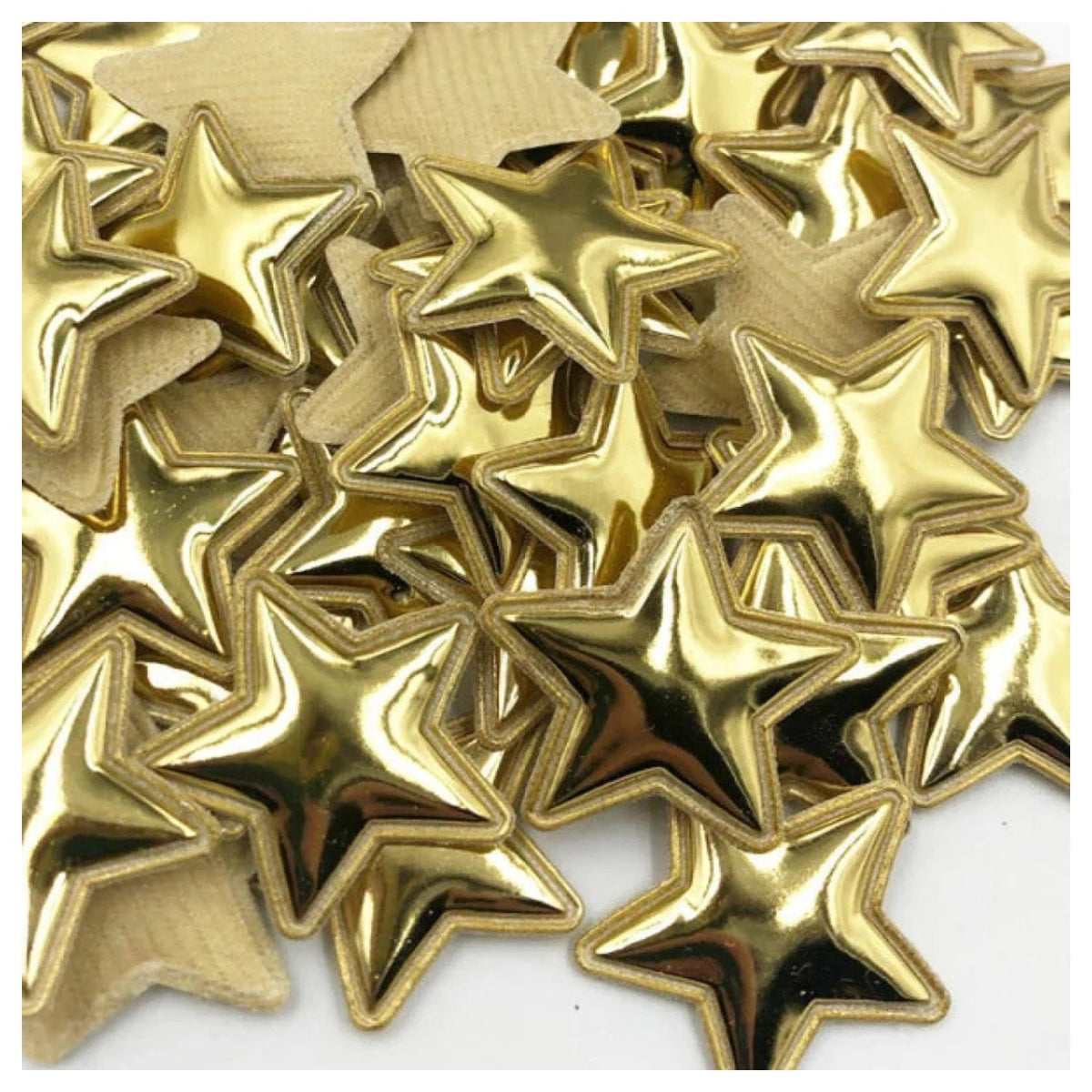 50pcs Glossy Shiny Star Shaped Padded Clothing Patches – Gold