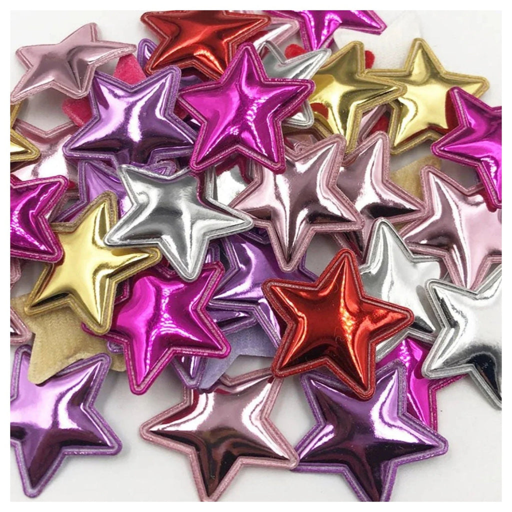 50pcs Glossy Shiny Star Shaped Padded Clothing Patches