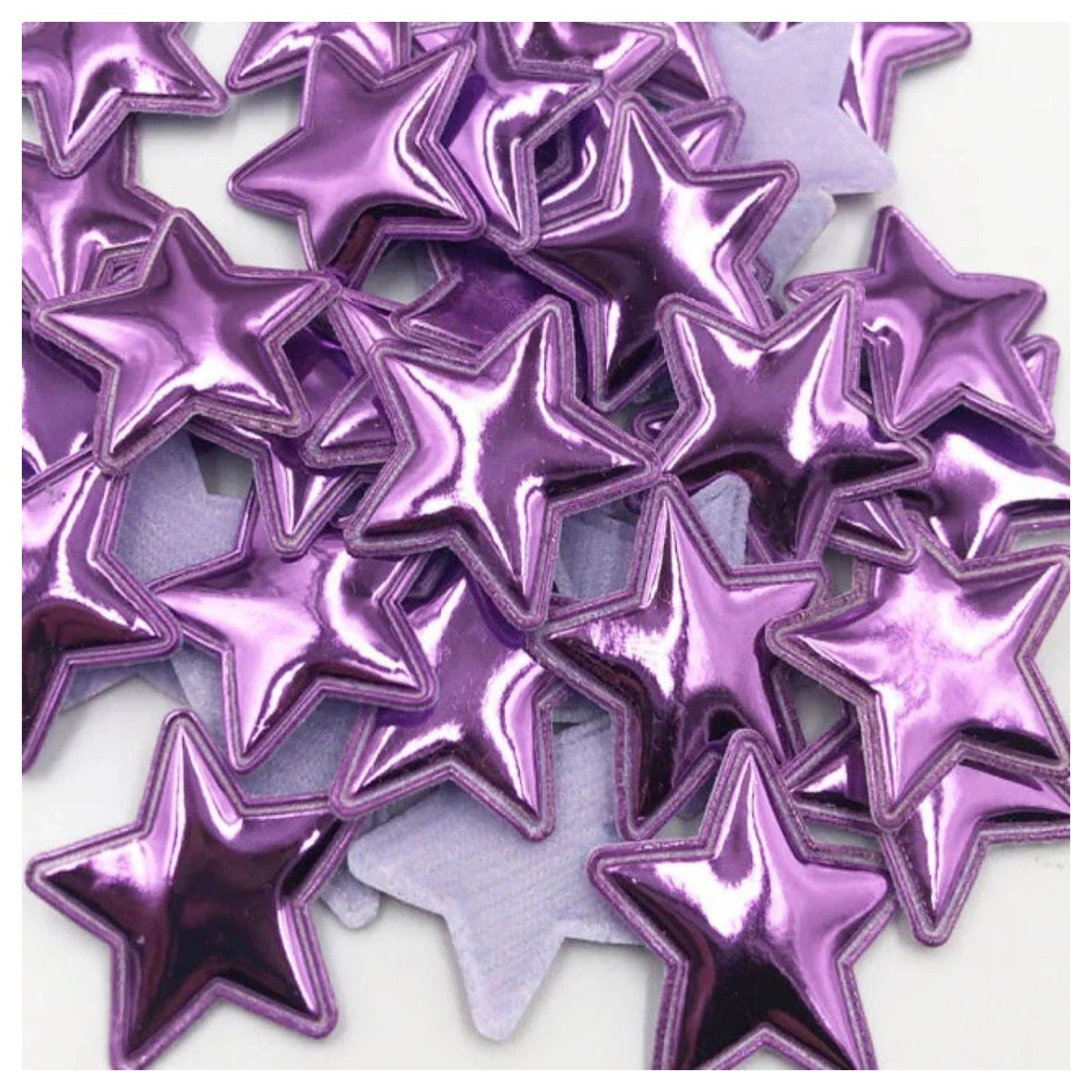 50pcs Glossy Shiny Star Shaped Padded Clothing Patches – Purple