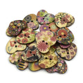 50pcs Heart Wooden Buttons Mixed Pattern 25mmx21mm