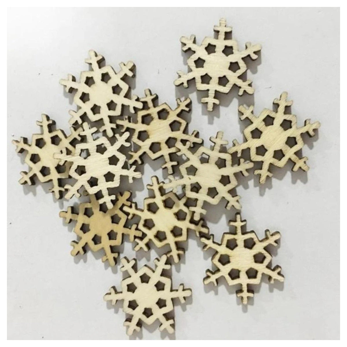 50pcs Natural Wood Christmas Pendant Hanging Ornaments – Snow 2
