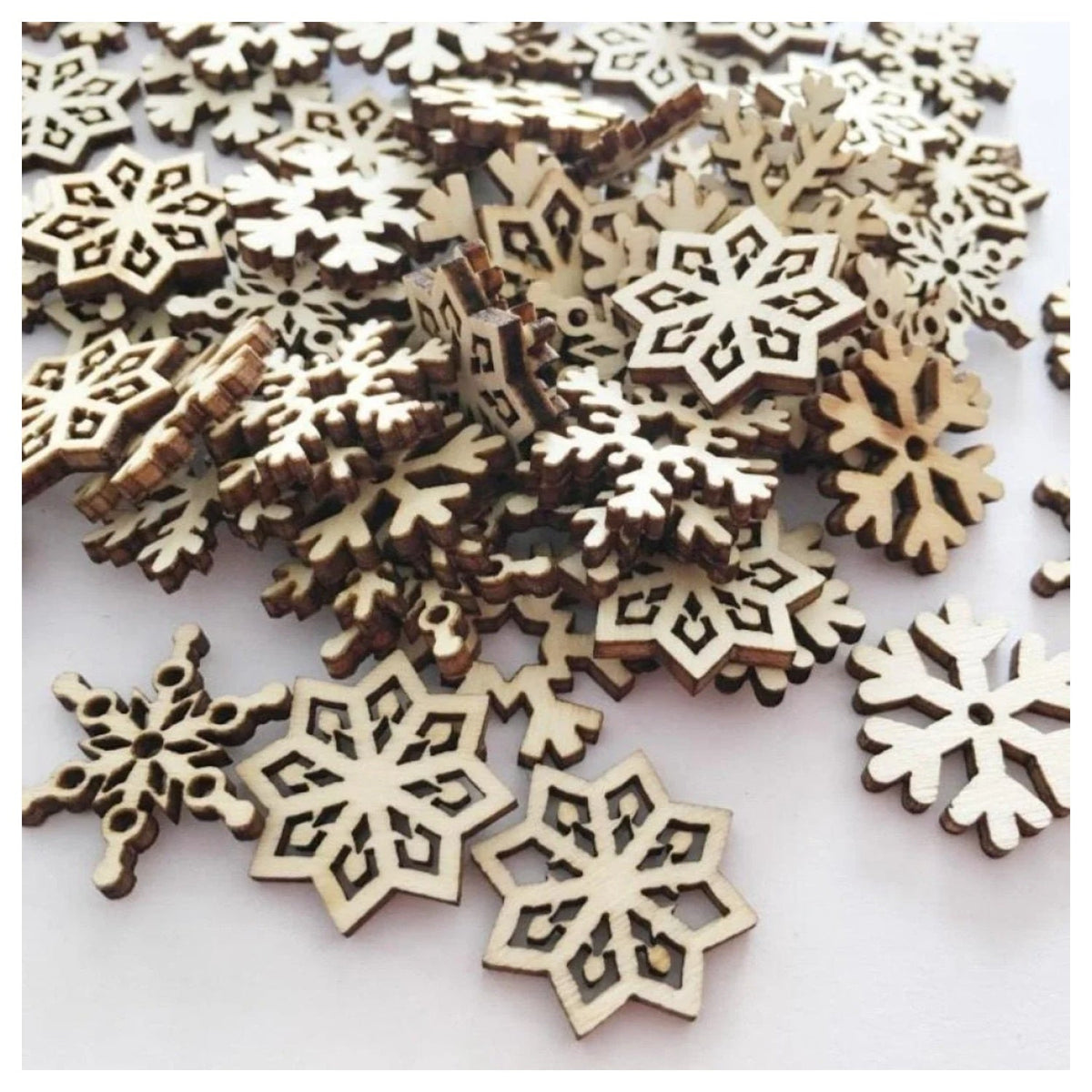 50pcs Natural Wood Christmas Pendant Hanging Ornaments
