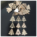 50pcs Natural Wood Christmas Pendant Hanging Ornaments – Trees Mixed