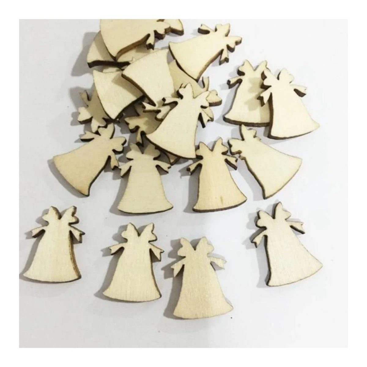Natural Wood Christmas Hanging Ornaments – 50pcs – Angels 19mm