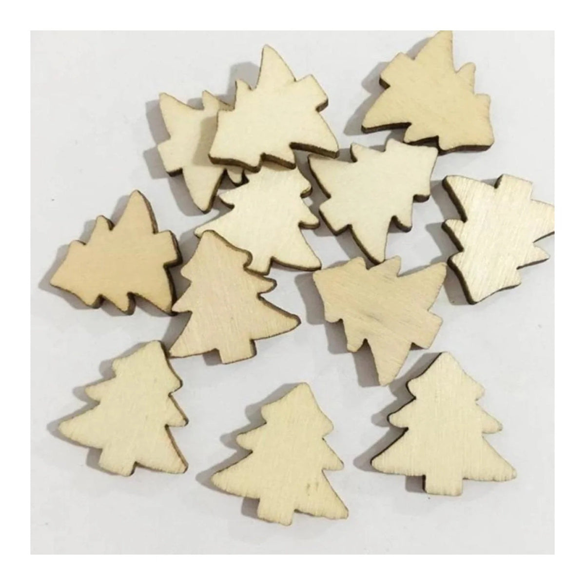 Natural Wood Christmas Hanging Ornaments – 50pcs – Christmas Trees 19mm