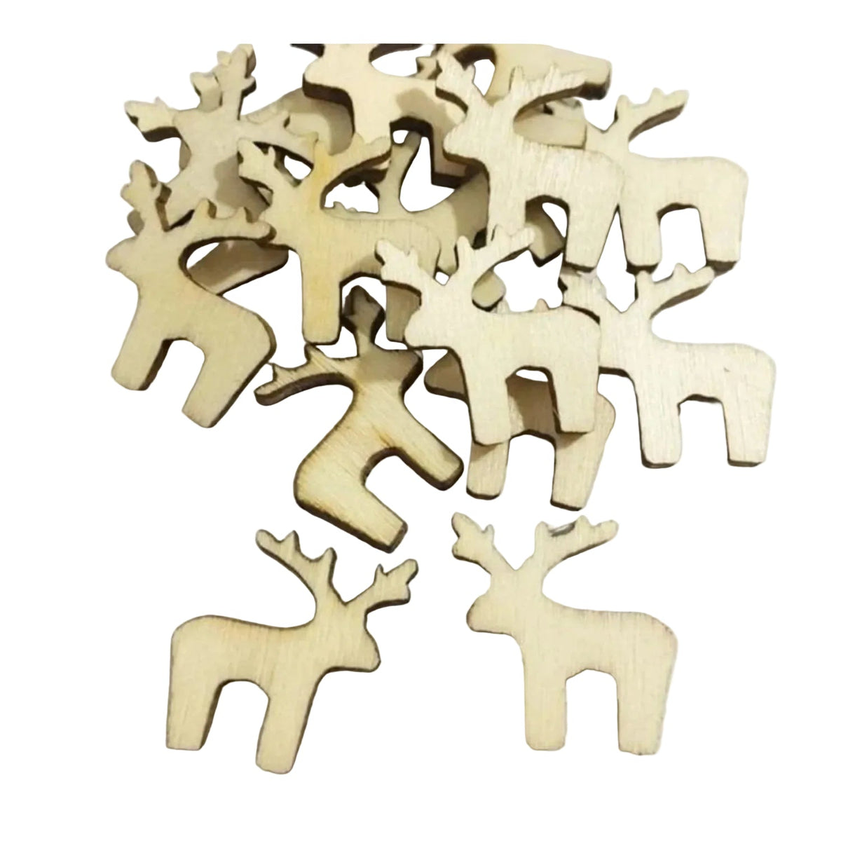 Natural Wood Christmas Hanging Ornaments – 50pcs – Reindeer 21mm