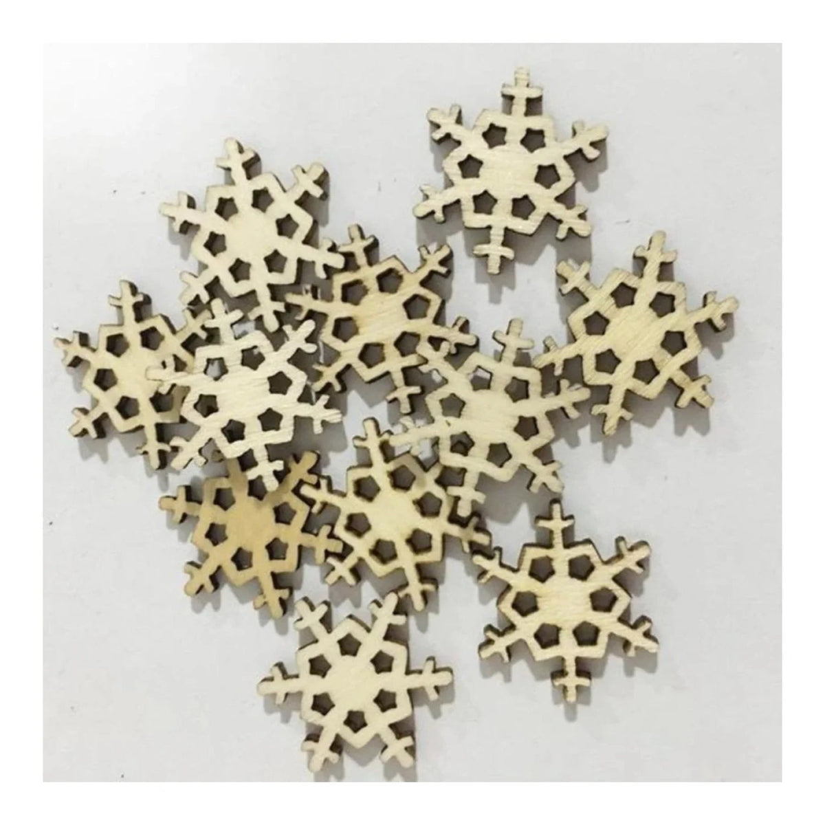 Natural Wood Christmas Hanging Ornaments – 50pcs – Snow 2