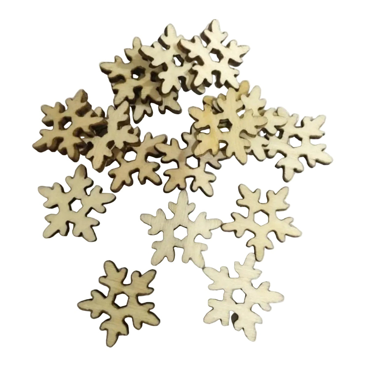 Natural Wood Christmas Hanging Ornaments – 50pcs – Snow