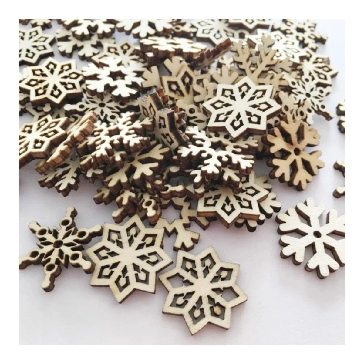 Natural Wood Christmas Hanging Ornaments – 50pcs