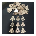 Natural Wood Christmas Hanging Ornaments – 50pcs – Trees Mixed