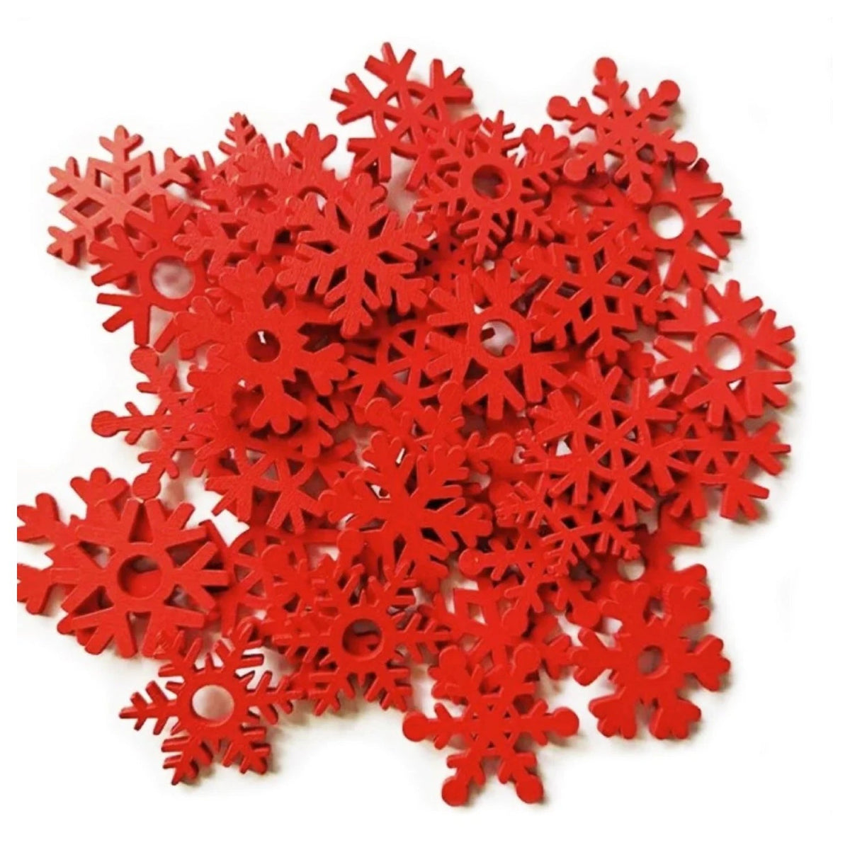 50pcs Natural Wood Craft Christmas Ornament Set – Red Snow
