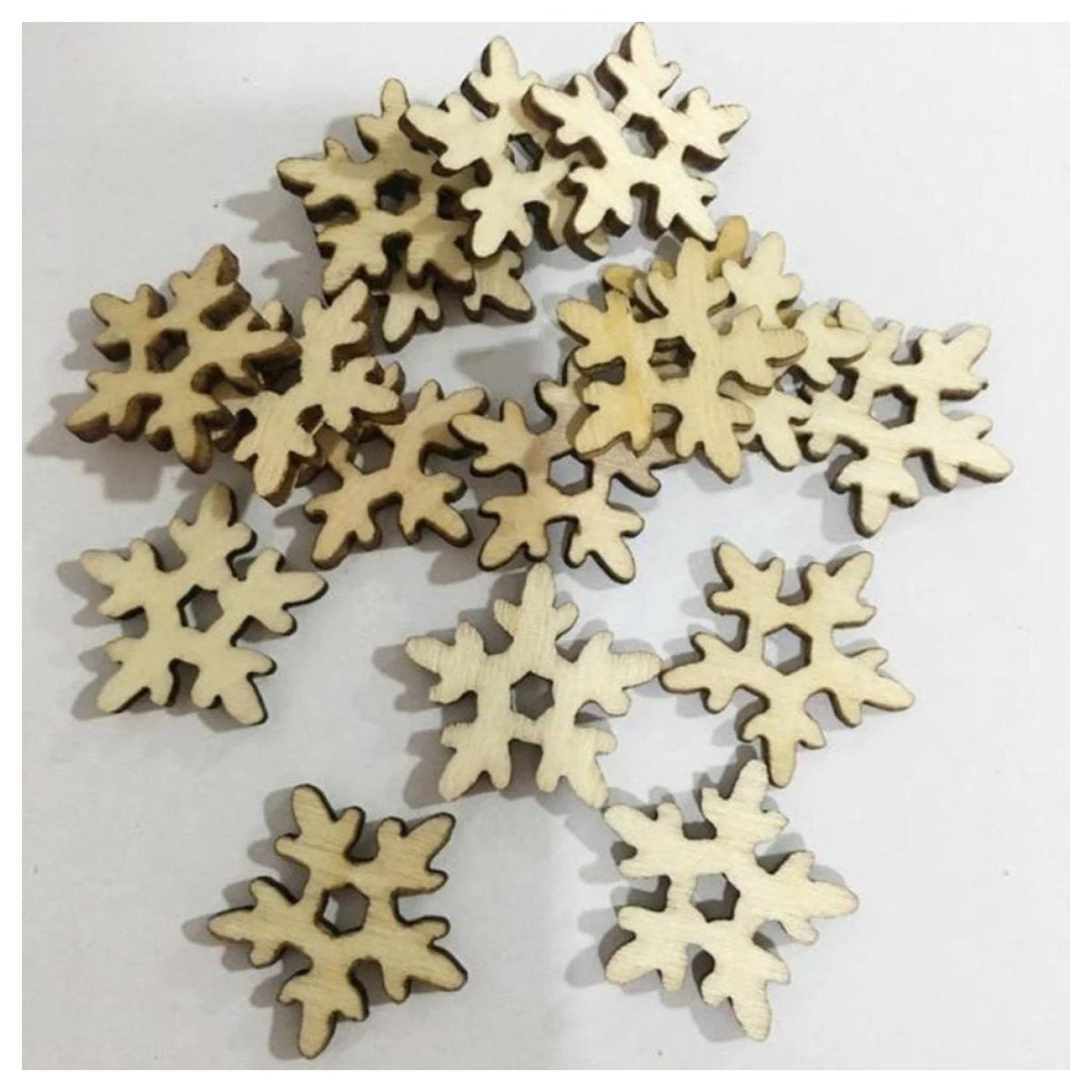 50pcs Natural Wood Craft Christmas Ornament Set – Snow