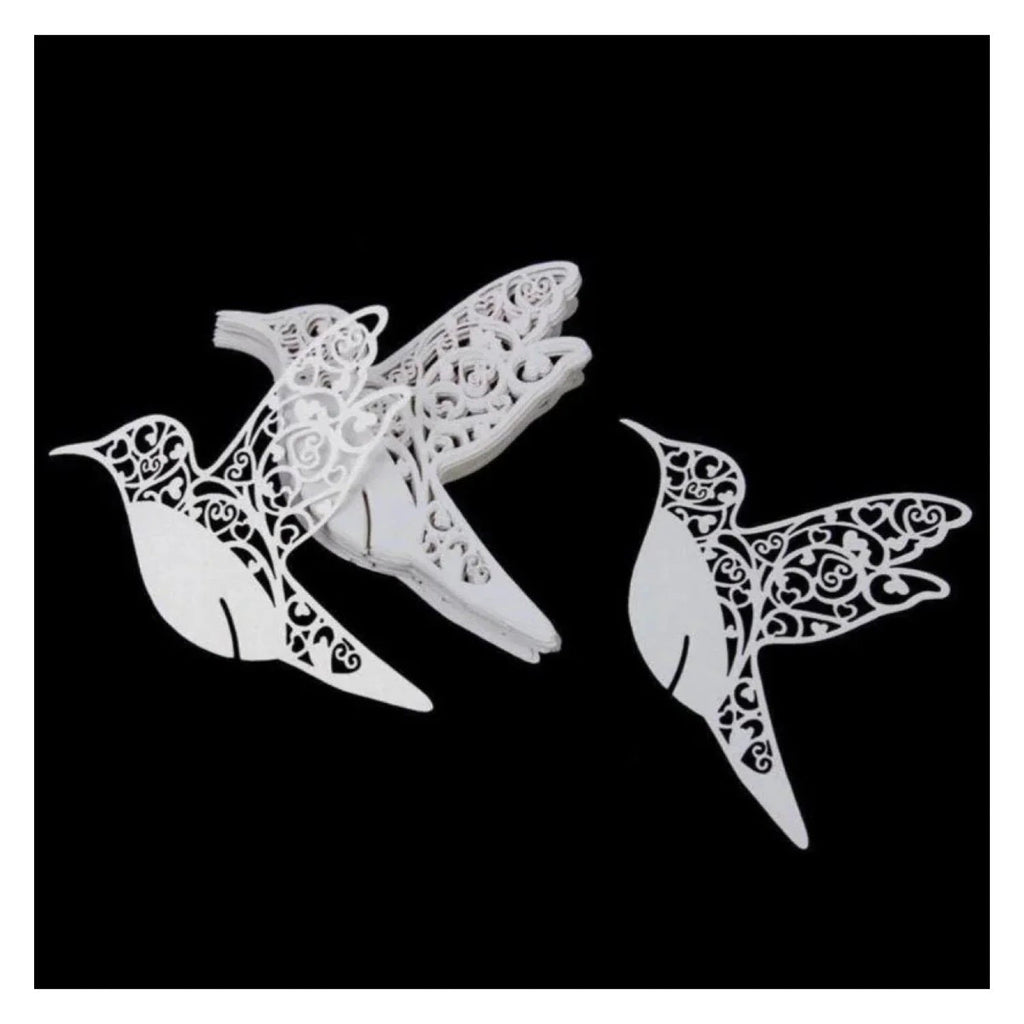 50pcs Pearl White Bird Wine Glass Place Holder Wedding Name Cards
