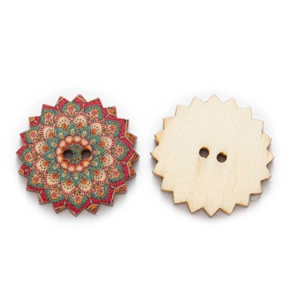 50pcs Retro Wood Buttons 15-25mm