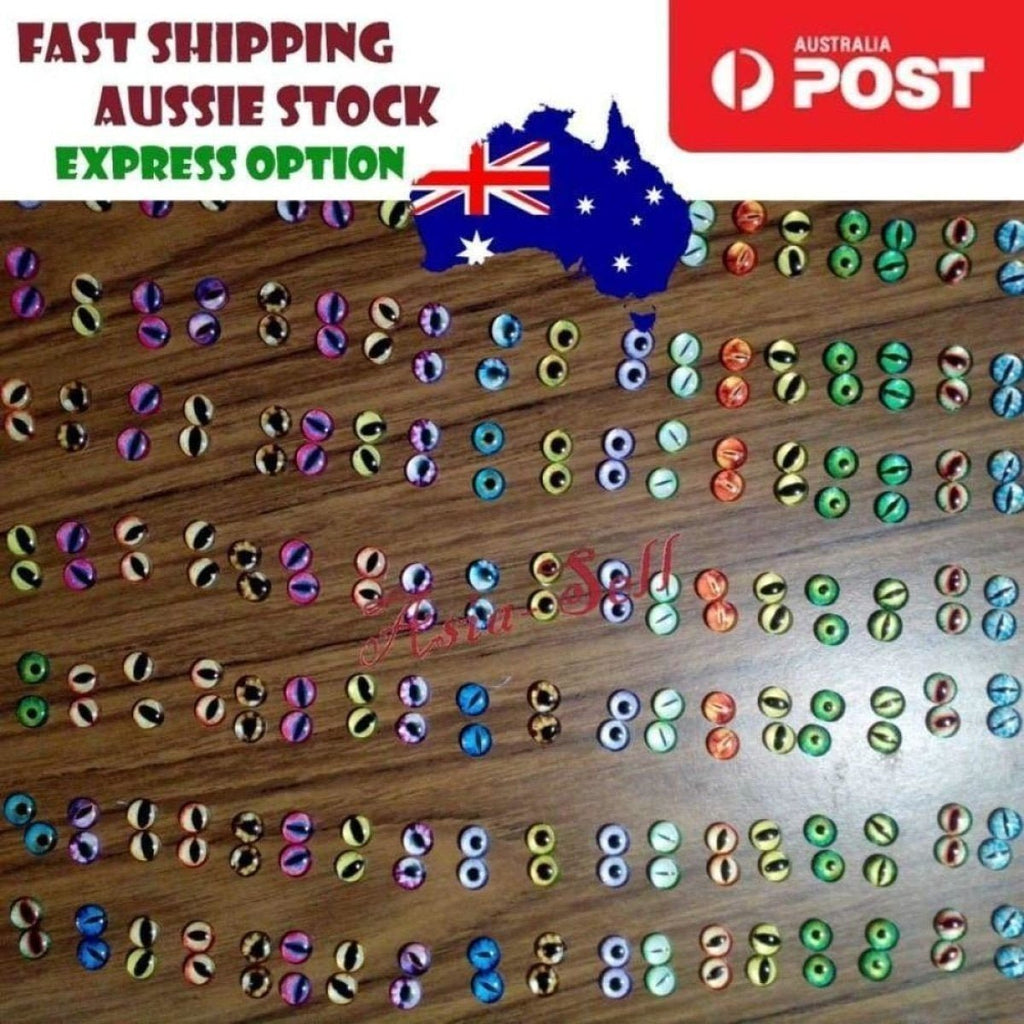 50 x 6mm Round Glass Craft Eyes – Mixed Colours