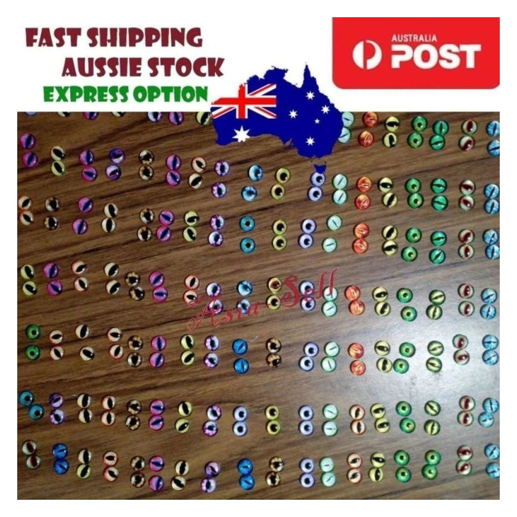 50 Round 8mm Glass Eyes Dragon Lizard Frog Eyeballs