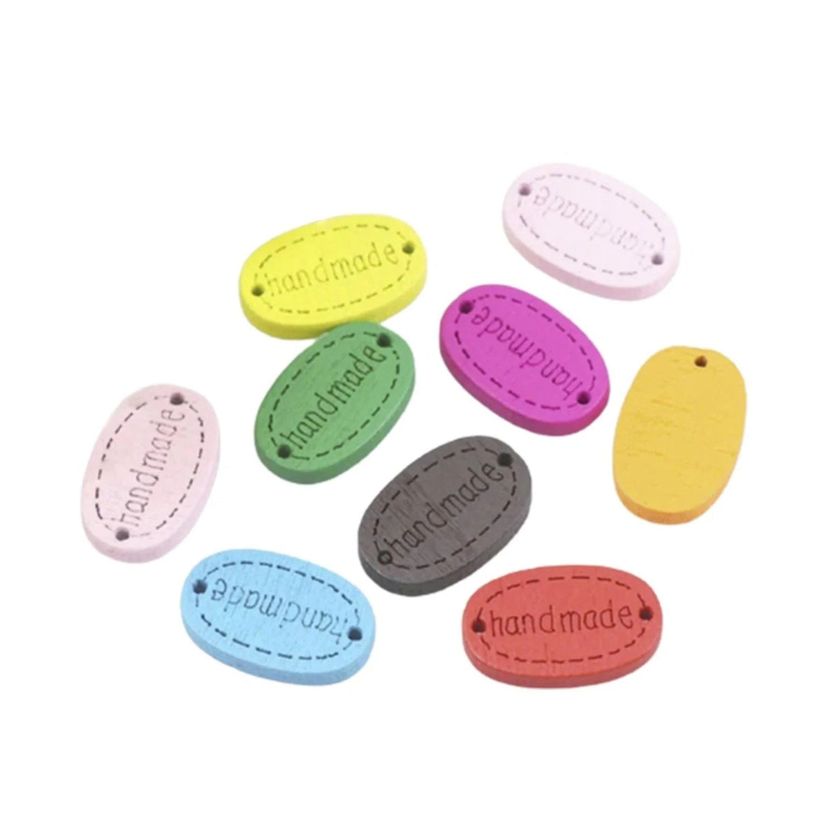 50pcs Wooden Bag Labels Sewing Tags for Clothing – Multicoloured Round 7