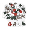 50pcs Wooden Christmas Ornaments – Reindeer, Snowflake, Glove, Tree