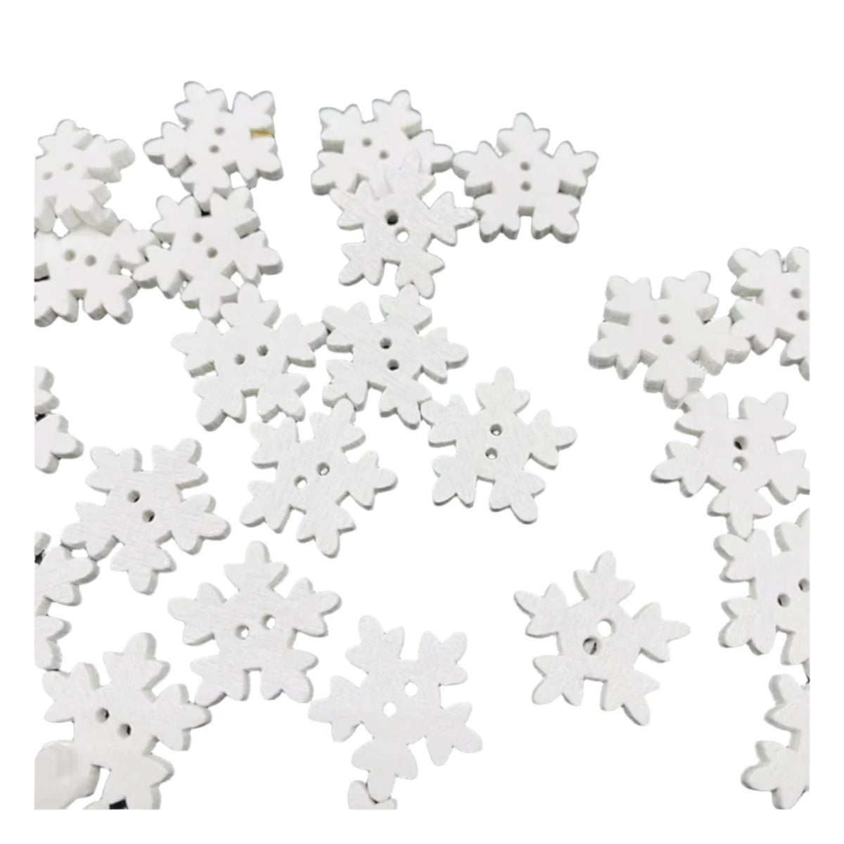 50pcs 18mm White Wooden Snowflake Pendants