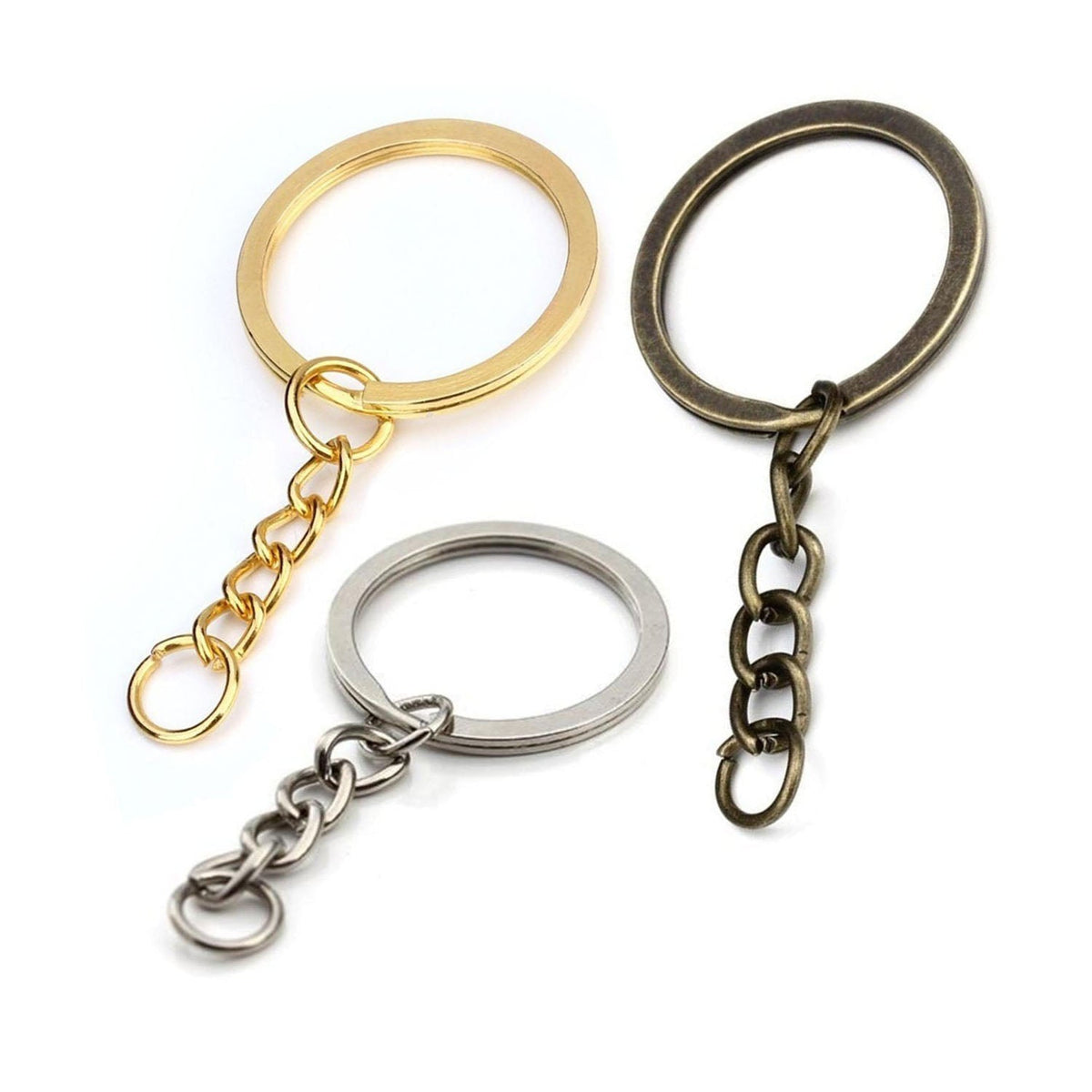 30mm Gold Bronze Rhodium Keyring Split Ring – 50pcs