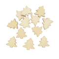 50pcs Natural Wood Christmas Tree Pendants 19mm – Wooden Christmas tree shapes on a white background