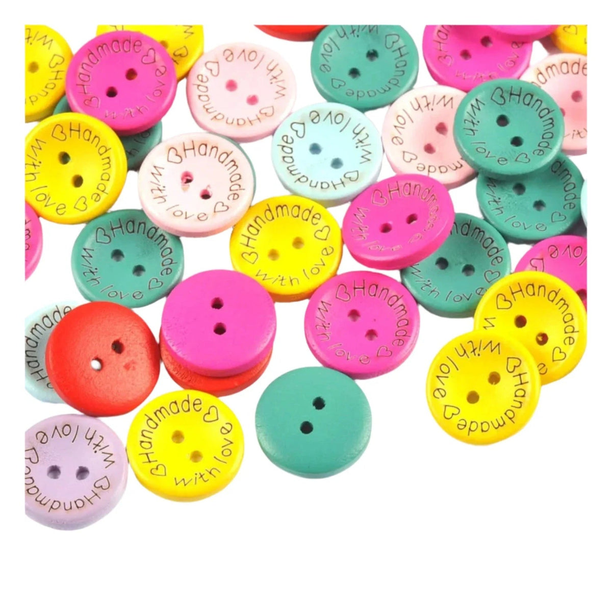 50pcs 20mm Colourful Round Flatback Wooden Buttons