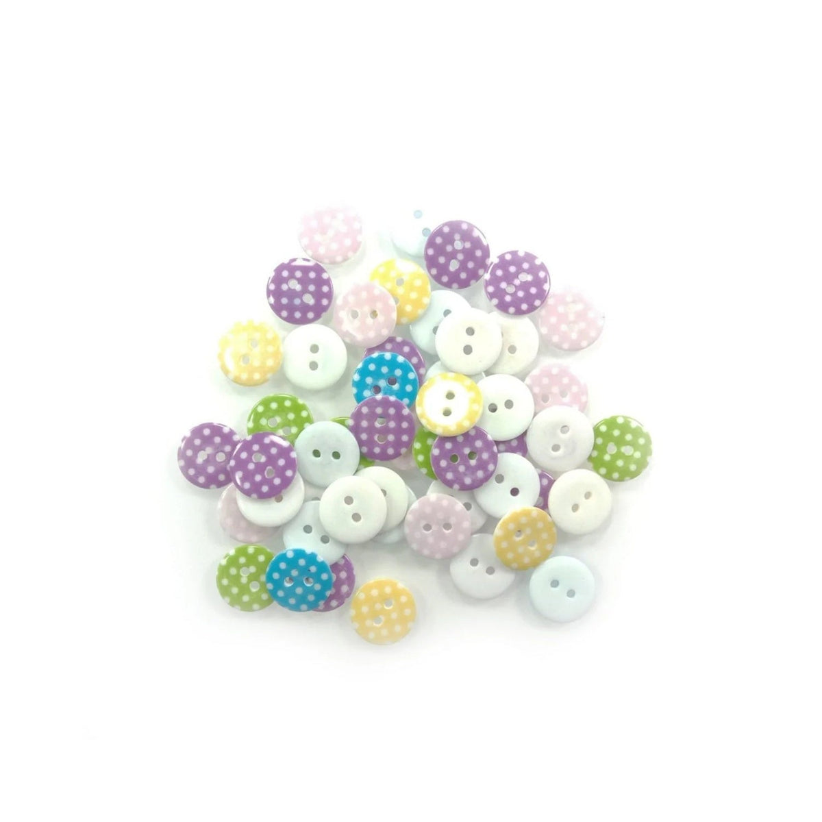 50 Wooden Dot Pattern Buttons 15mm 2-Hole Flat Back