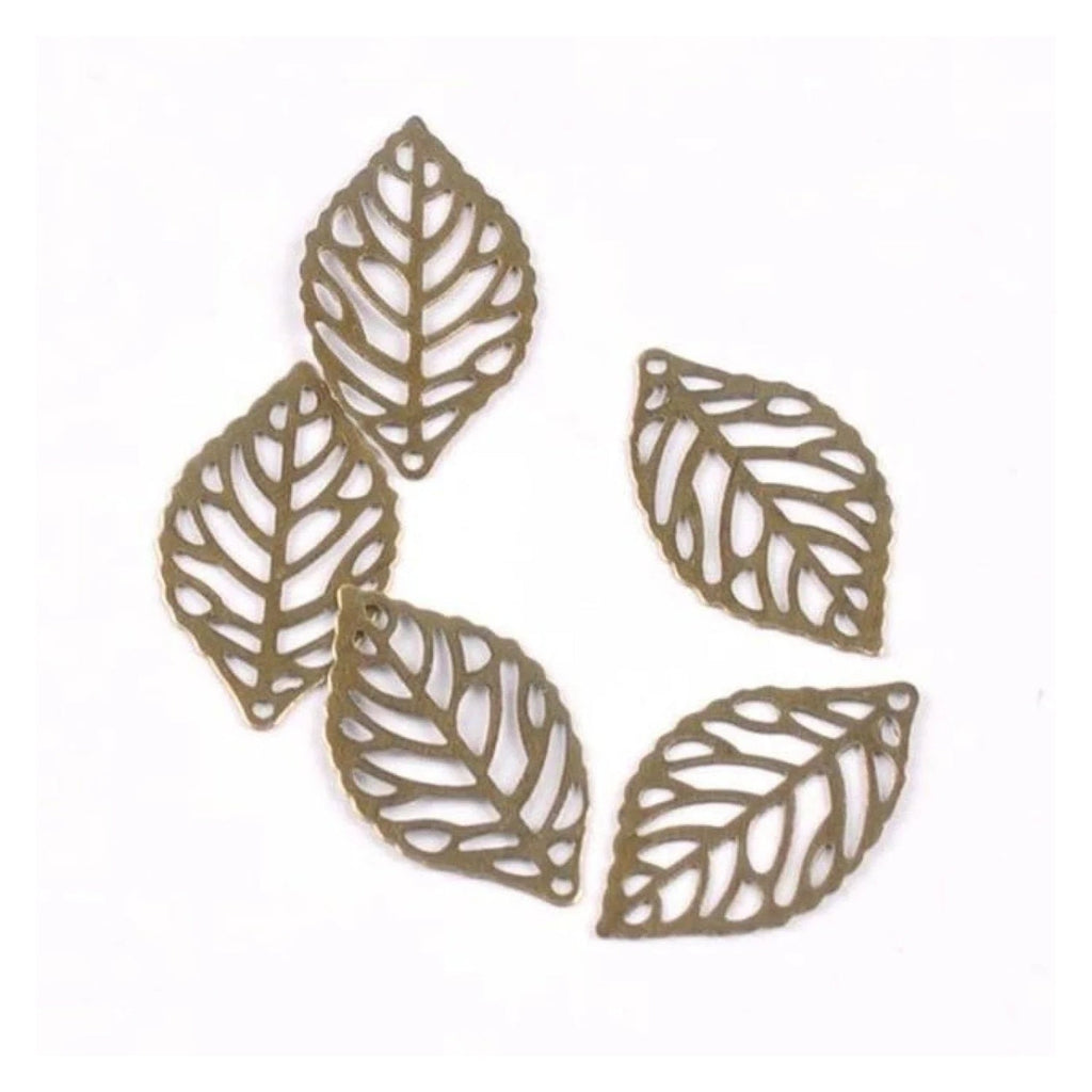 Metal Filigree Leaf Charms 23x14mm – Bronze, Gold, Silver, Mixed – Bronze / 50pcs, Bronze / 100pcs, Bronze / 200pcs