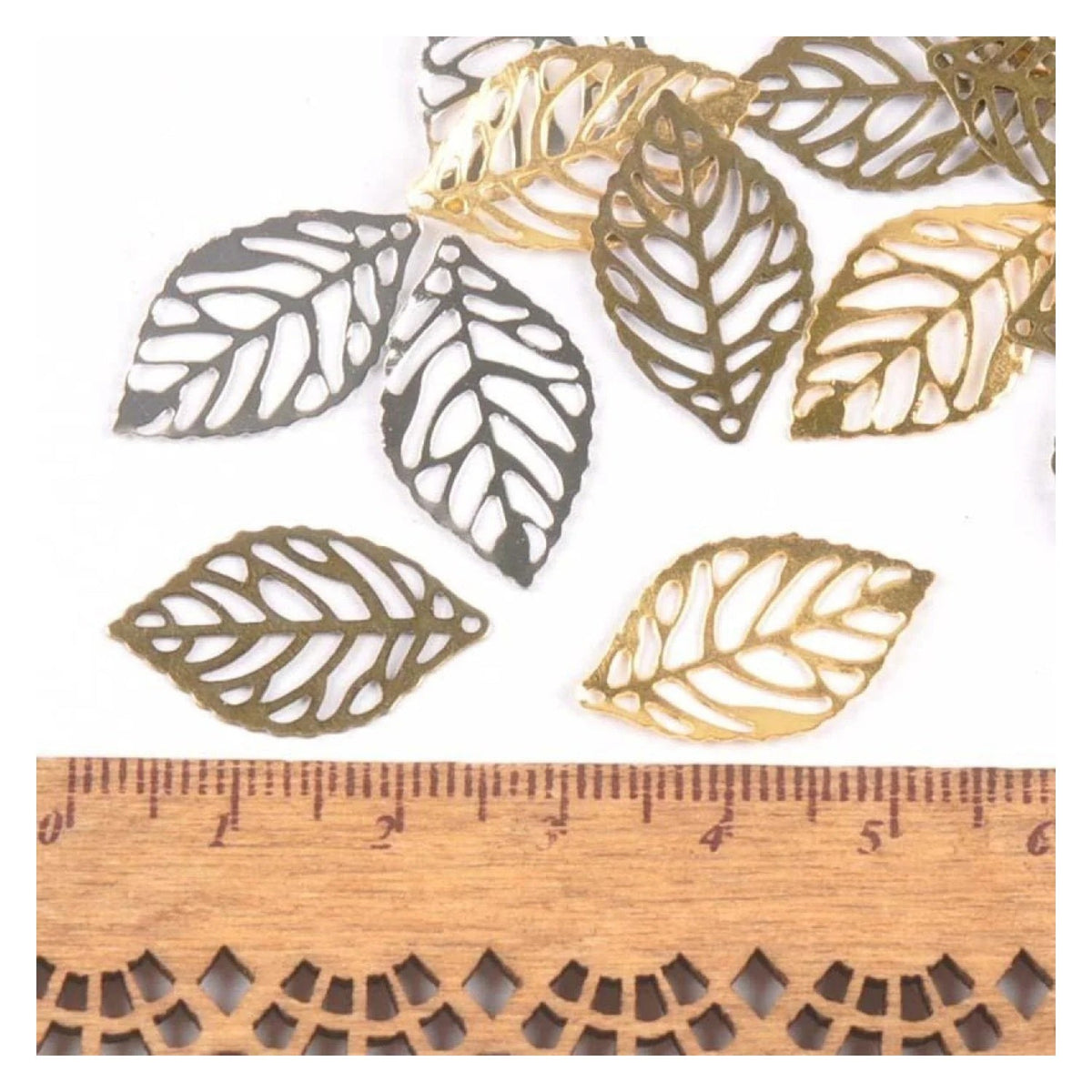 Metal Filigree Leaf Charms 23x14mm – Bronze, Gold, Silver, Mixed