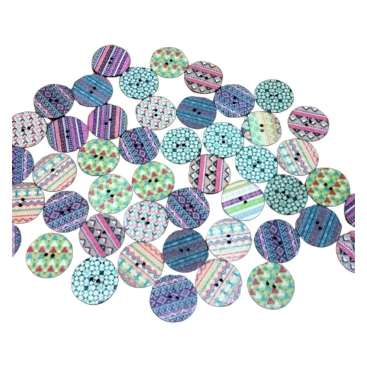 50 Retro Wooden Buttons 15-25mm Set A – 20mm Cross Stitch