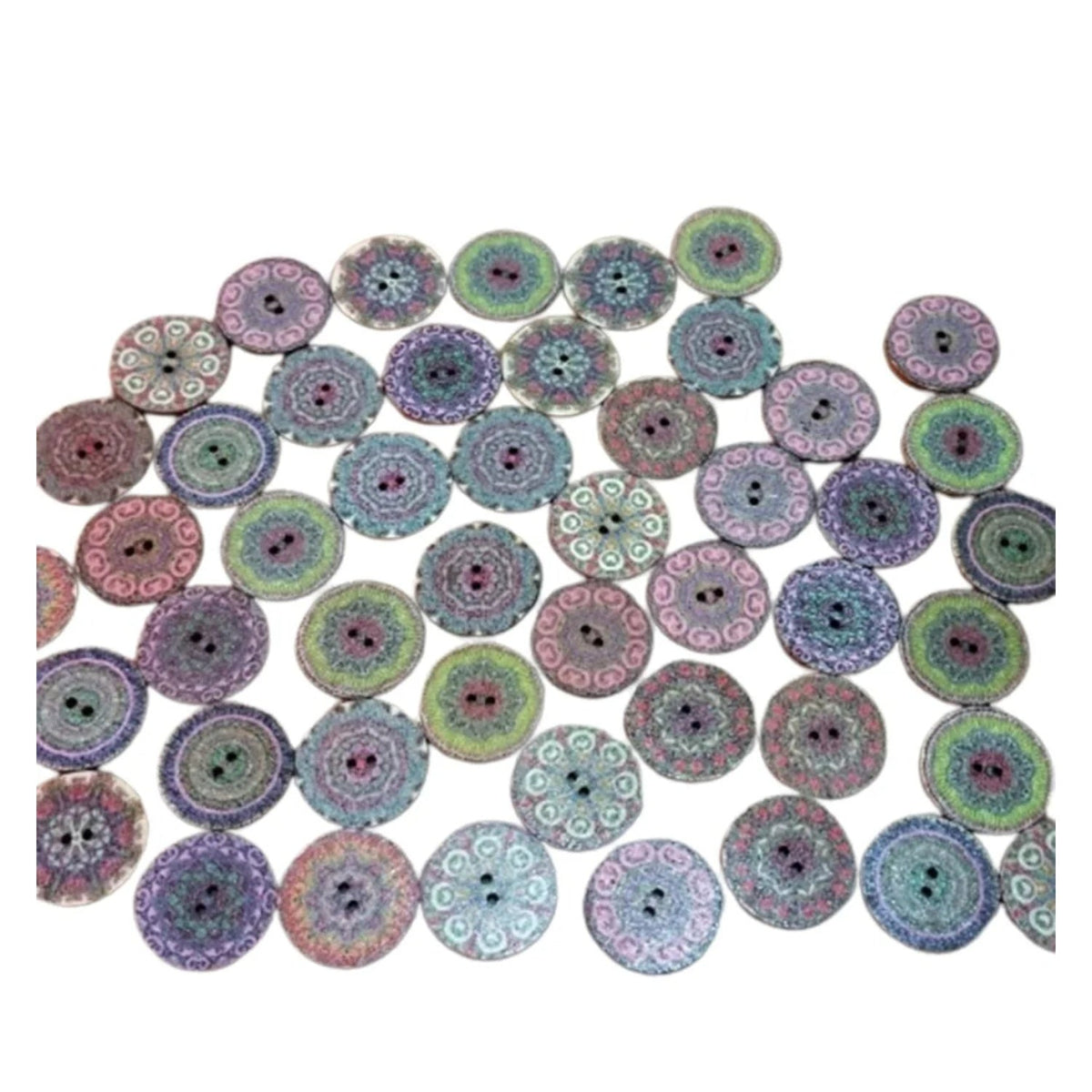 50 Retro Wooden Buttons 15-25mm Set A – 20mm Outbound