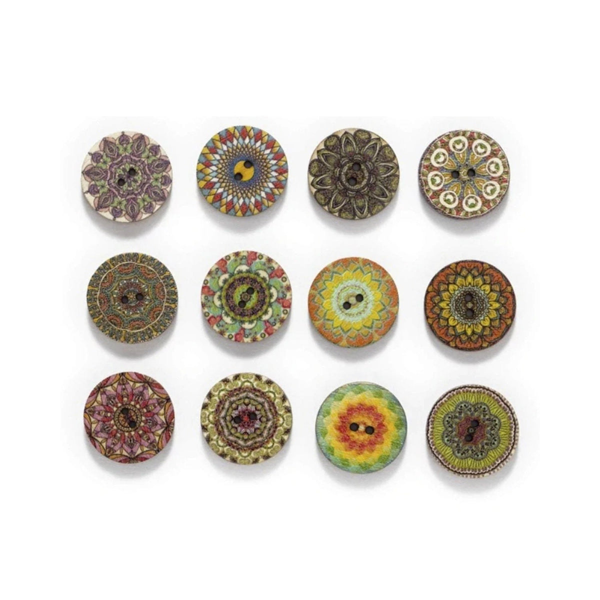 50 Retro Wooden Buttons 15-25mm Set A – 20mm Retro 2