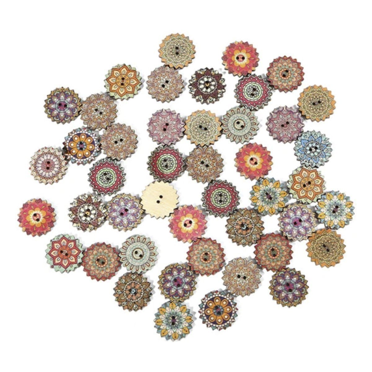 50 Retro Wooden Buttons 15-25mm Set B – 20mm Retro 4