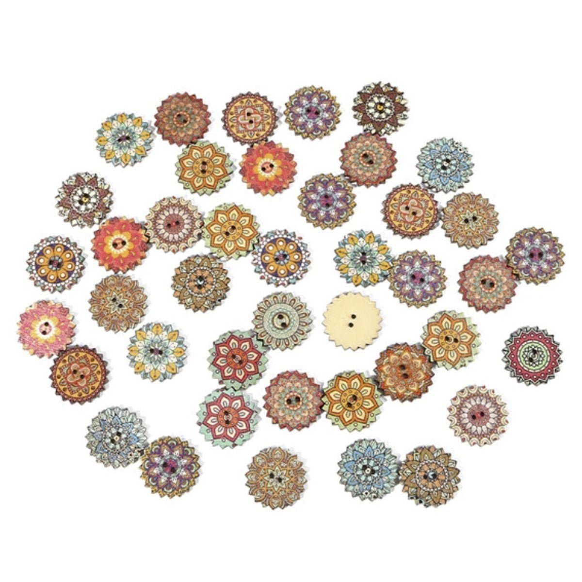 50 Retro Wooden Buttons 15-25mm Set B – 25mm Retro 4