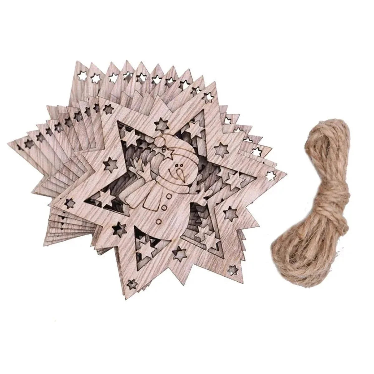 Christmas Wooden Pendant Hanging Ornament with String