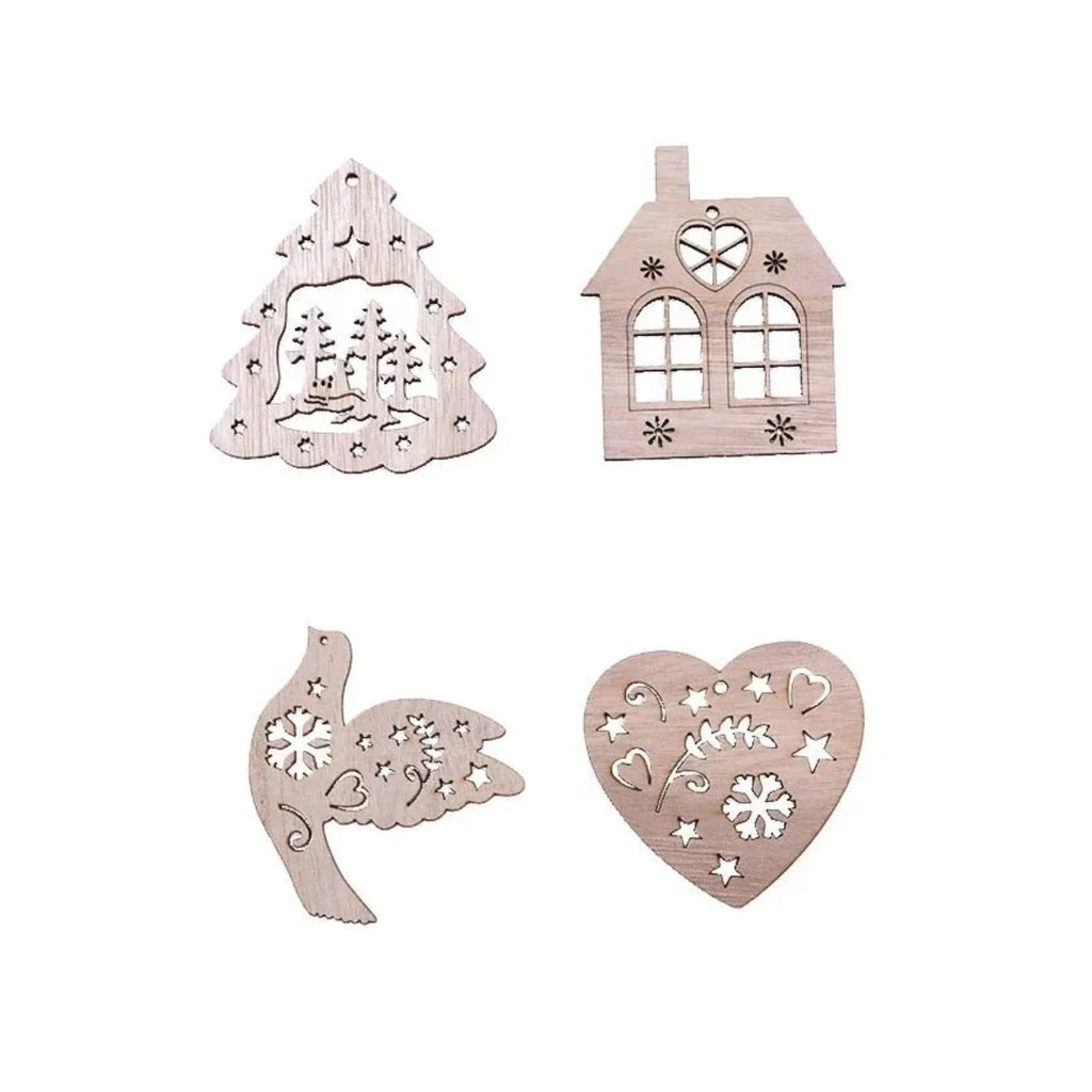 Christmas Wooden Pendant Hanging Ornament with String