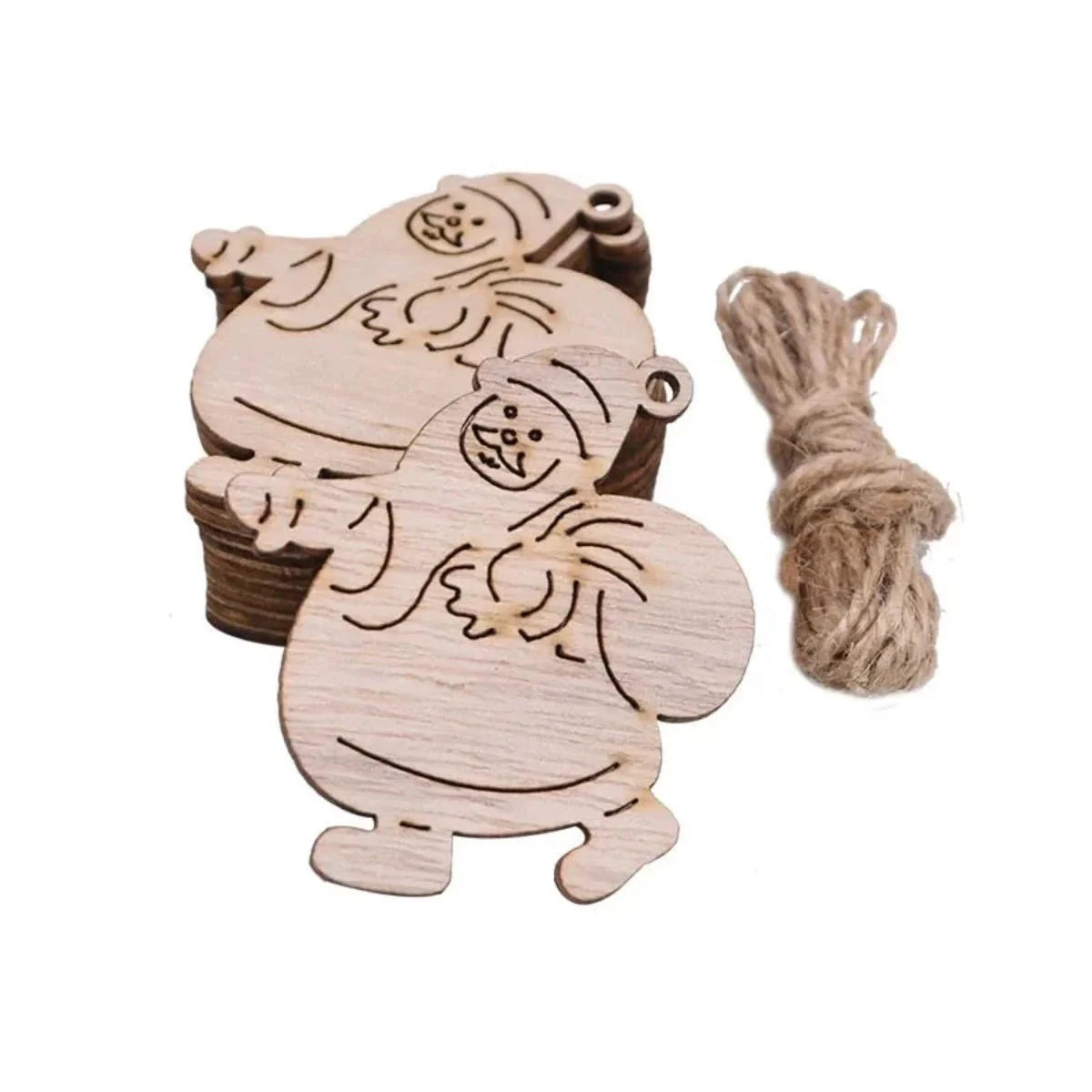 Christmas Wooden Pendant Hanging Ornament with String – 5pcs Santa Claus