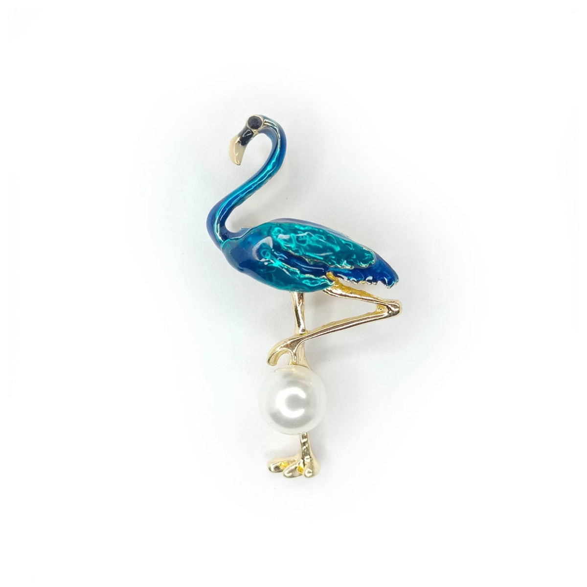 53mm Inlaid Rhinestone Flamingo Brooch Pin Backed – Blue Flamingo 53mm